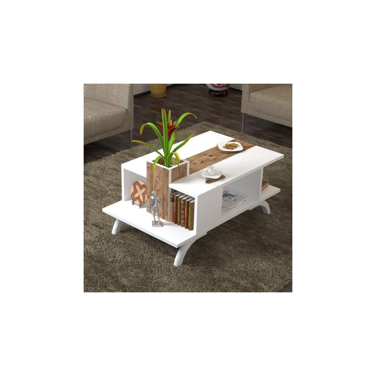 Inverno Flower Coffee Table, White & Dark Wood – image 2