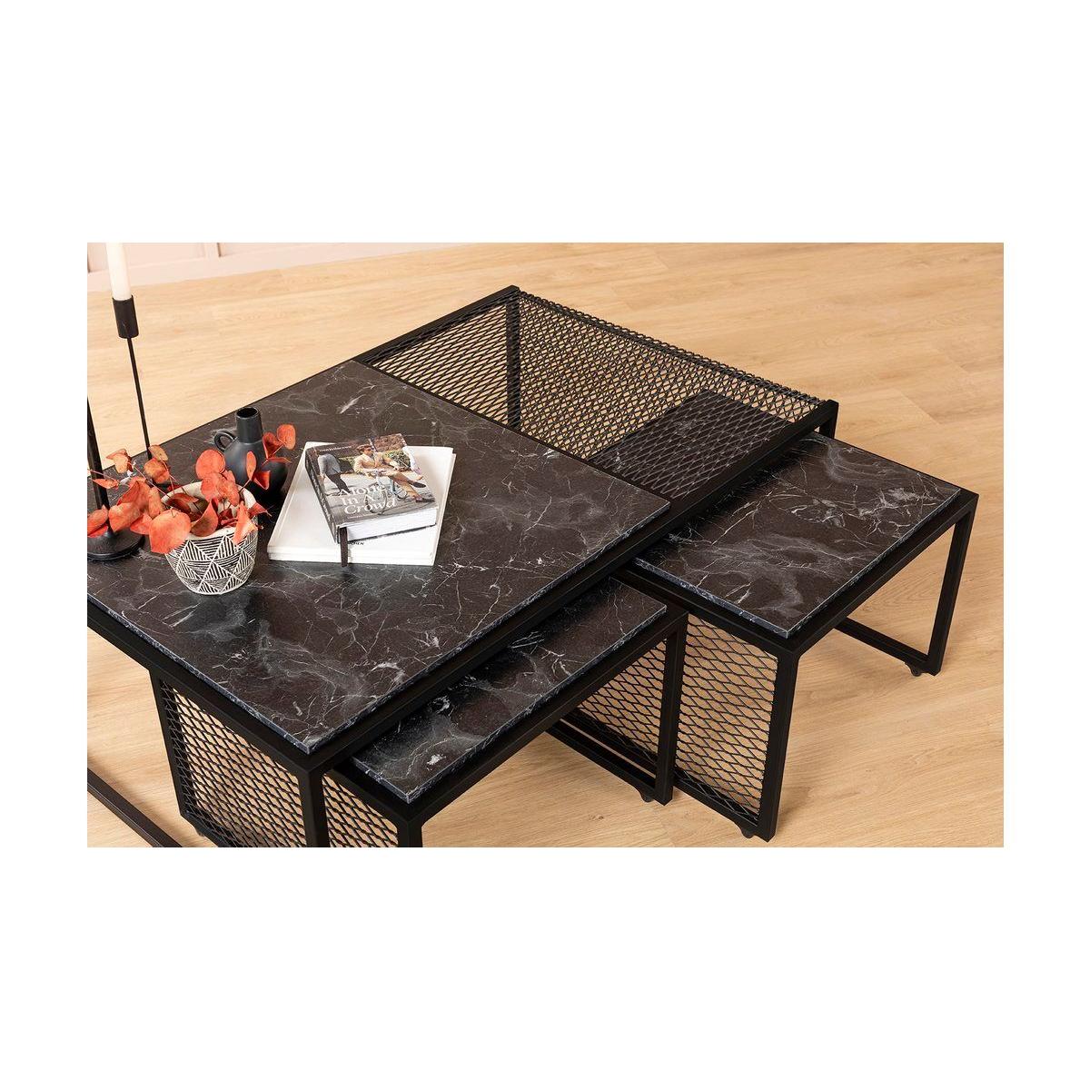 Prestige Coffee Table Set, Black Marble – image 3