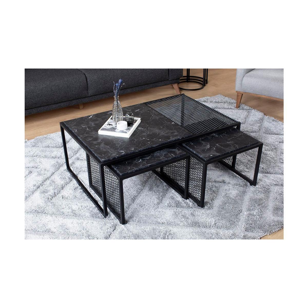 Prestige Coffee Table Set, Black Marble – image 1