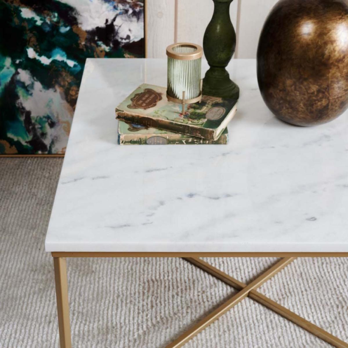 Alpha Marble Top Coffee Table Square – image 2