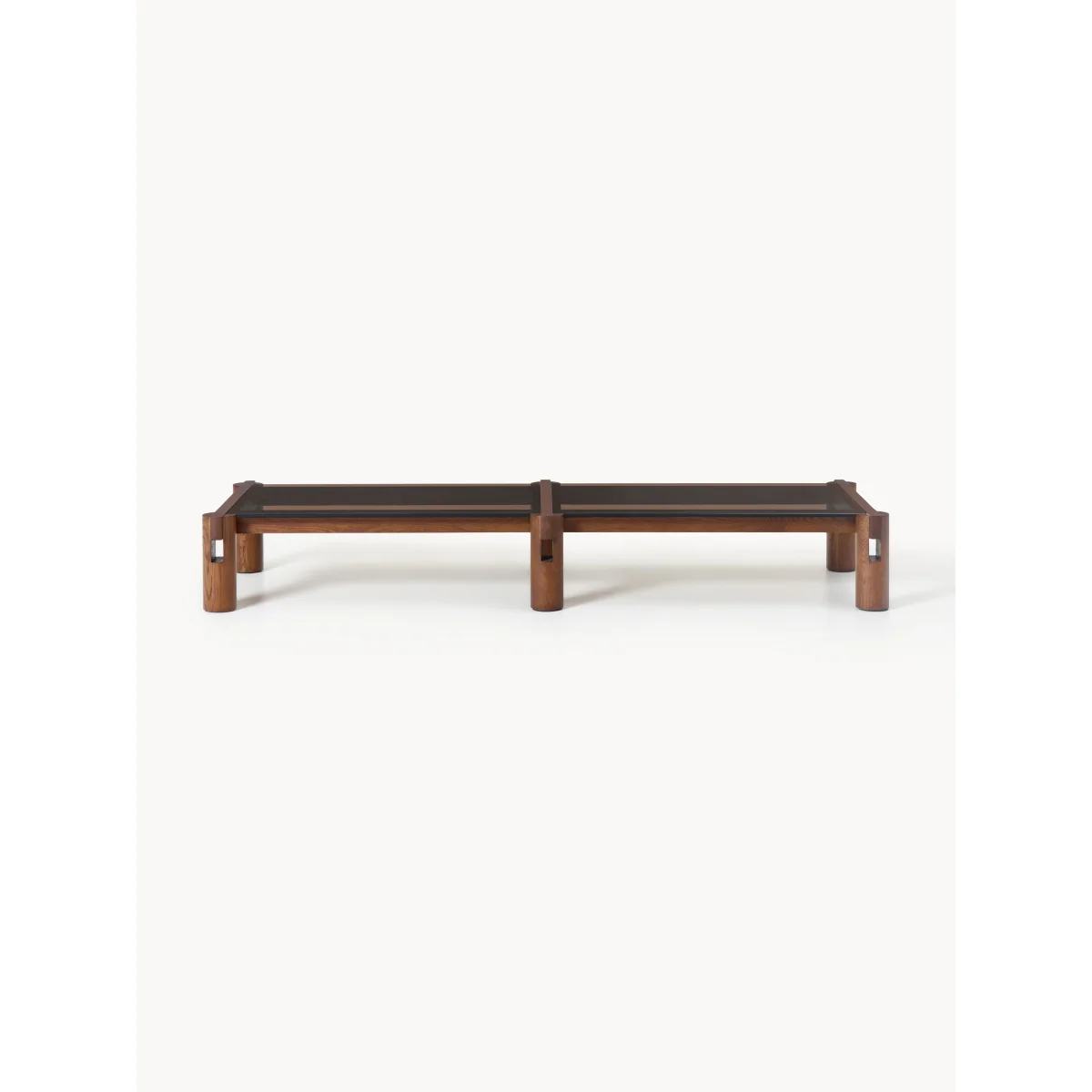 Oak Wood Coffee Table Rory with Glass Tabletop, W 206 cm – image 2