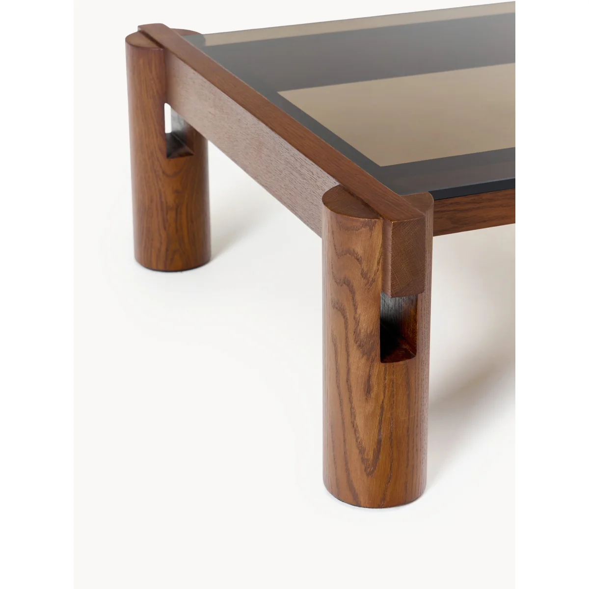 Oak Wood Coffee Table Rory with Glass Tabletop, W 206 cm – image 4