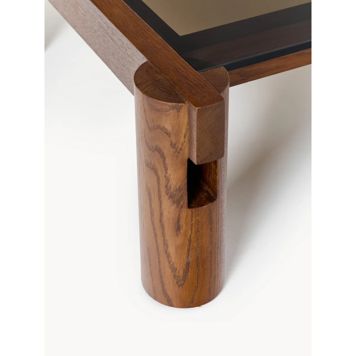 Oak Wood Coffee Table Rory with Glass Tabletop, W 206 cm – image 5