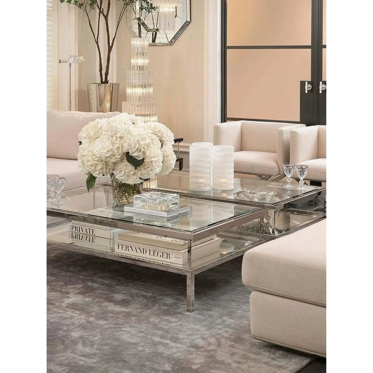 Coffee Table Harvey with Mirrored Shelf – image 2