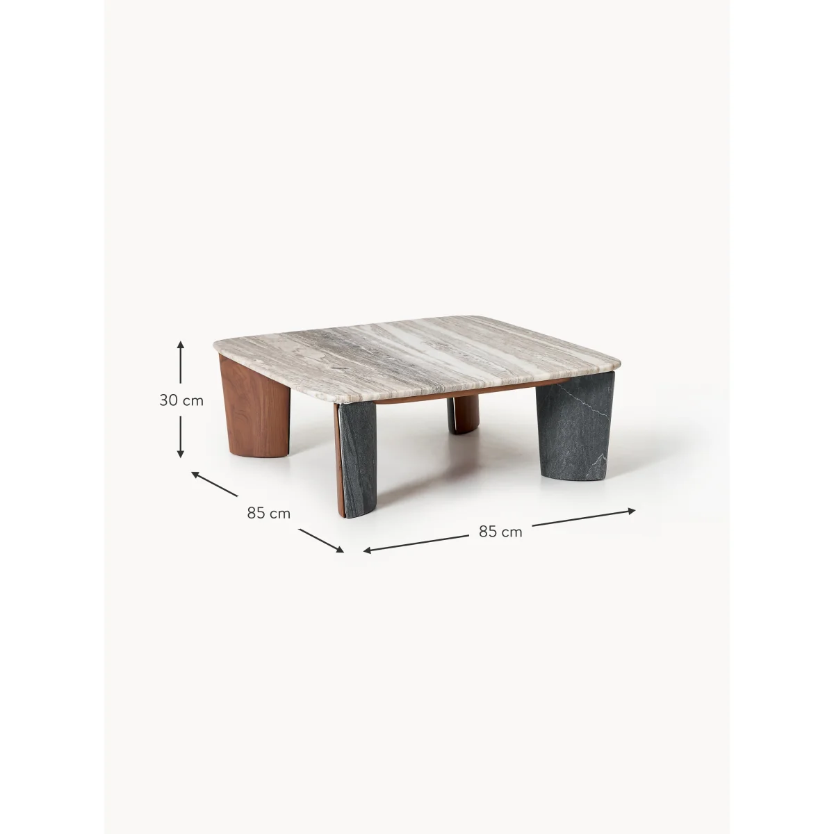 Marble & Acacia Wood Coffee Table Muno, W 85 cm – image 5