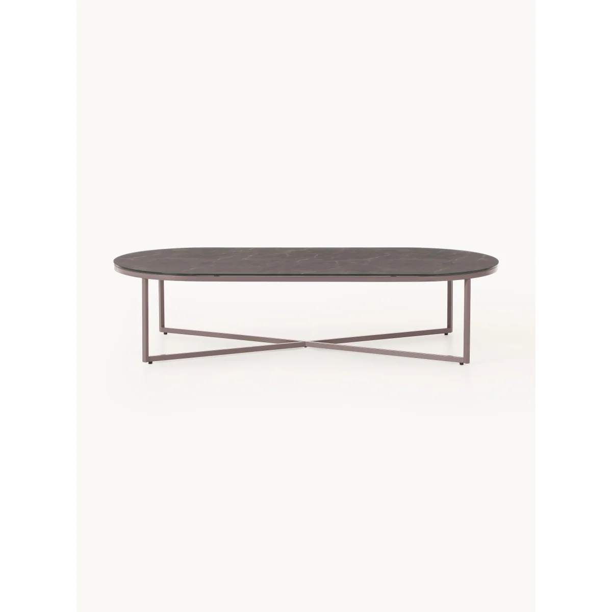 Oval Coffee Table Antigua with Marble Effect Glass Top – image 2