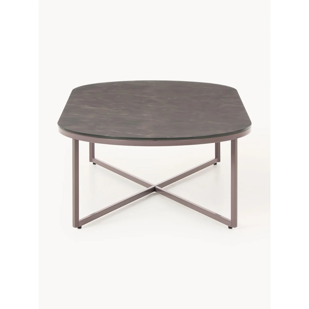 Oval Coffee Table Antigua with Marble Effect Glass Top – image 3