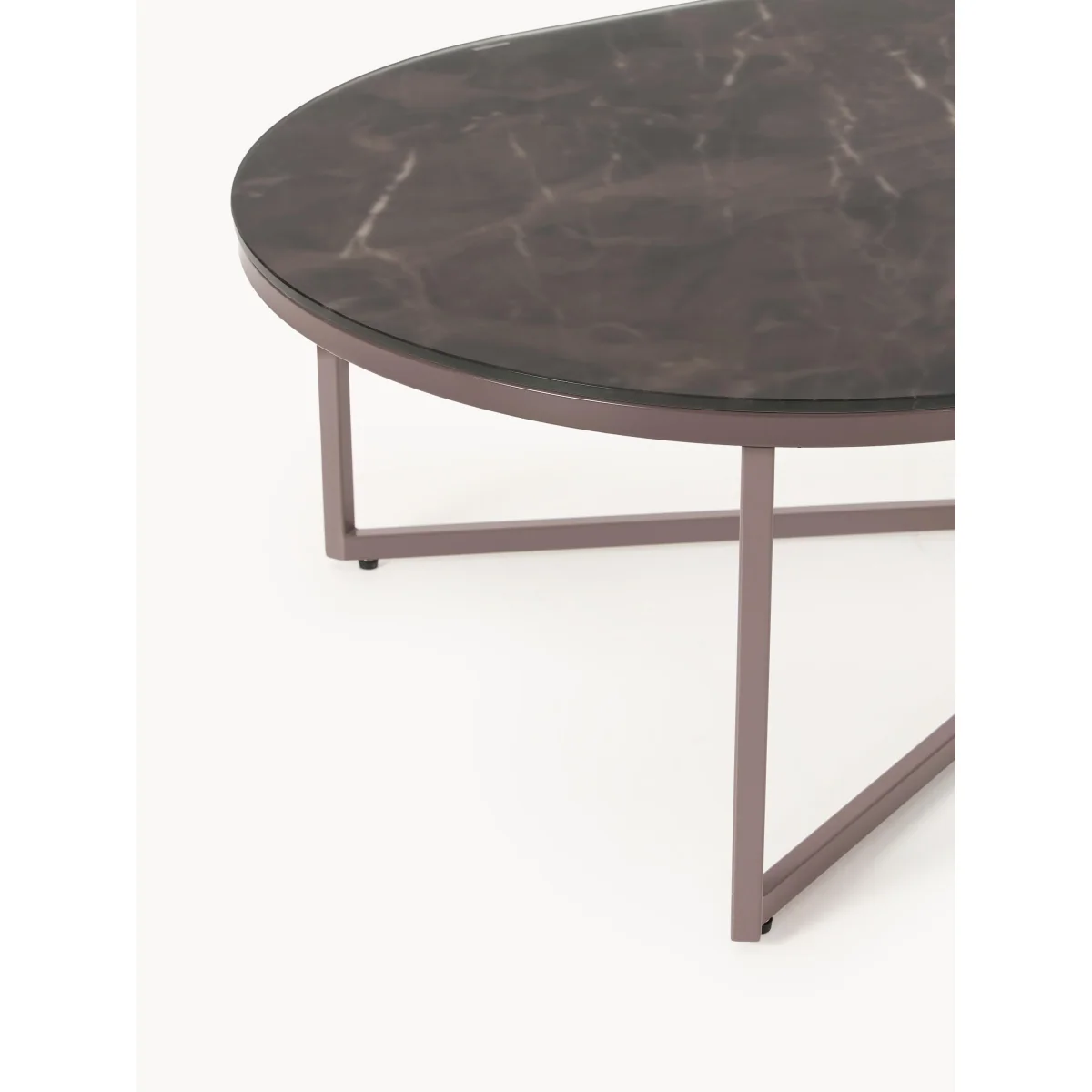 Oval Coffee Table Antigua with Marble Effect Glass Top – image 4