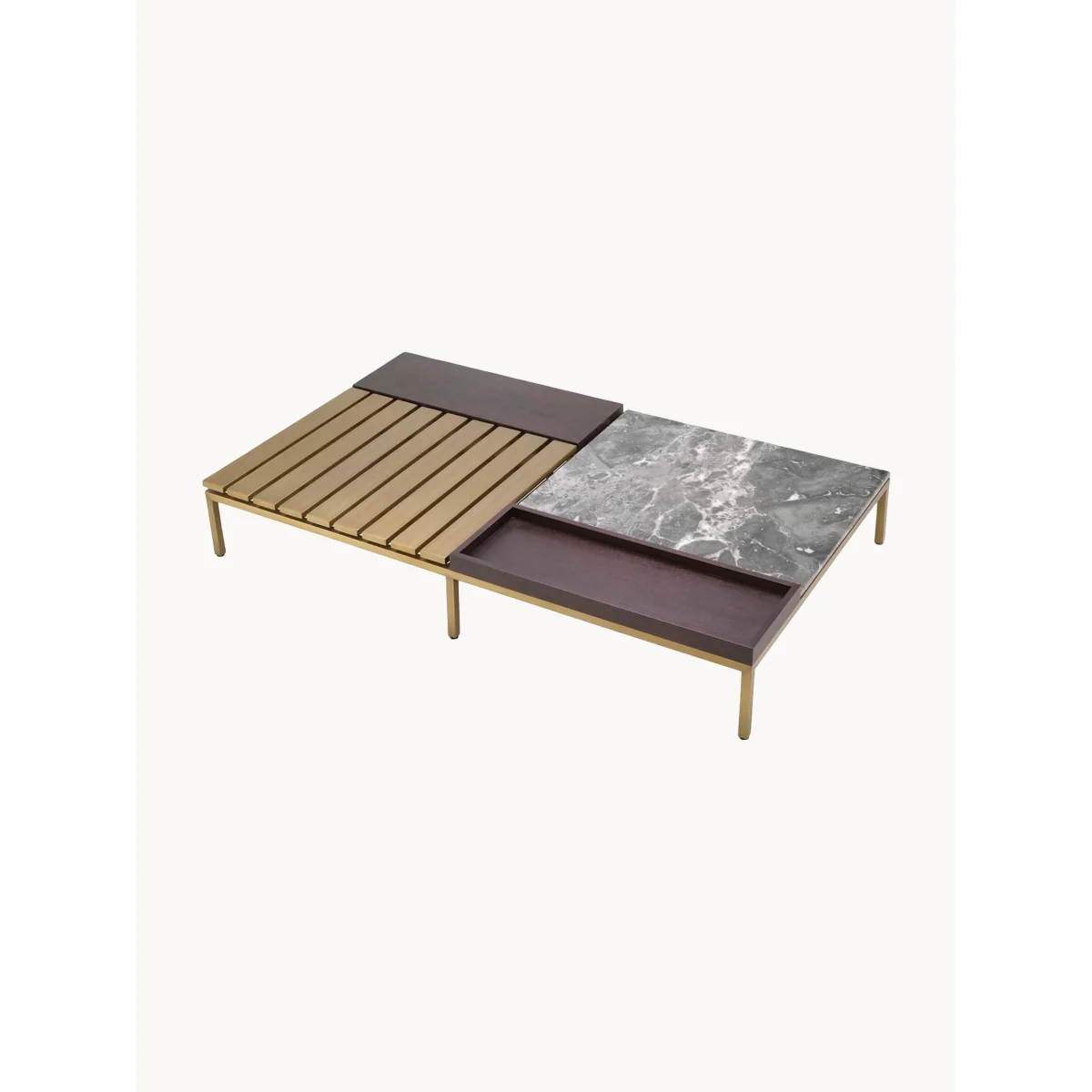 Large Coffee Table Forma with Marble Top & Wooden Tray – image 3