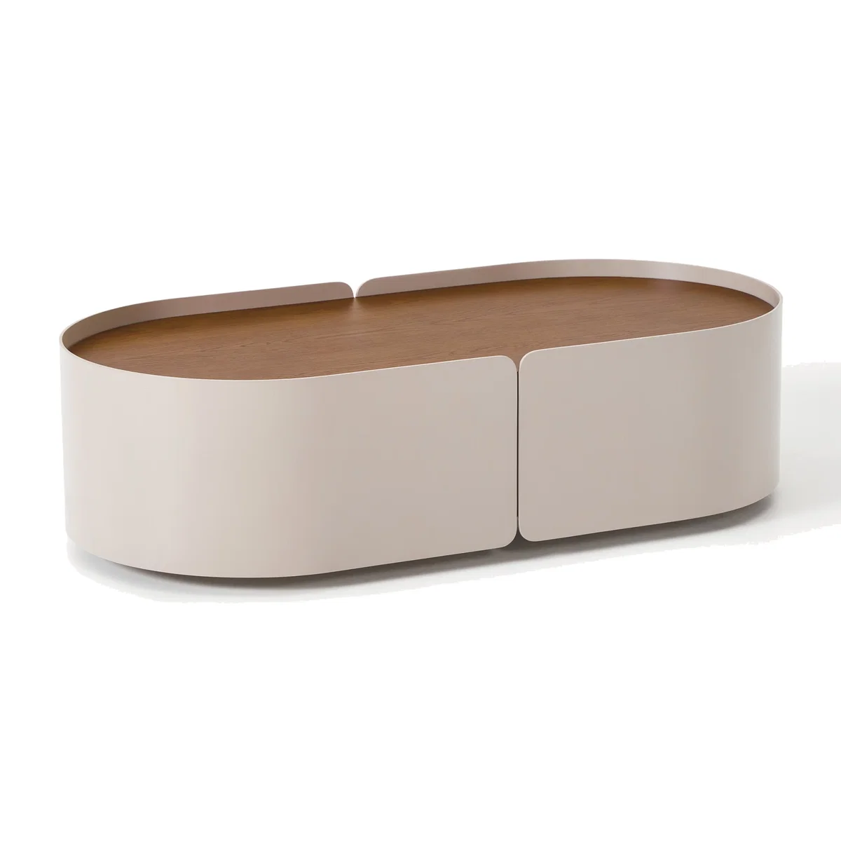 Oval Wooden Coffee Table Loran with Drawer – image 1