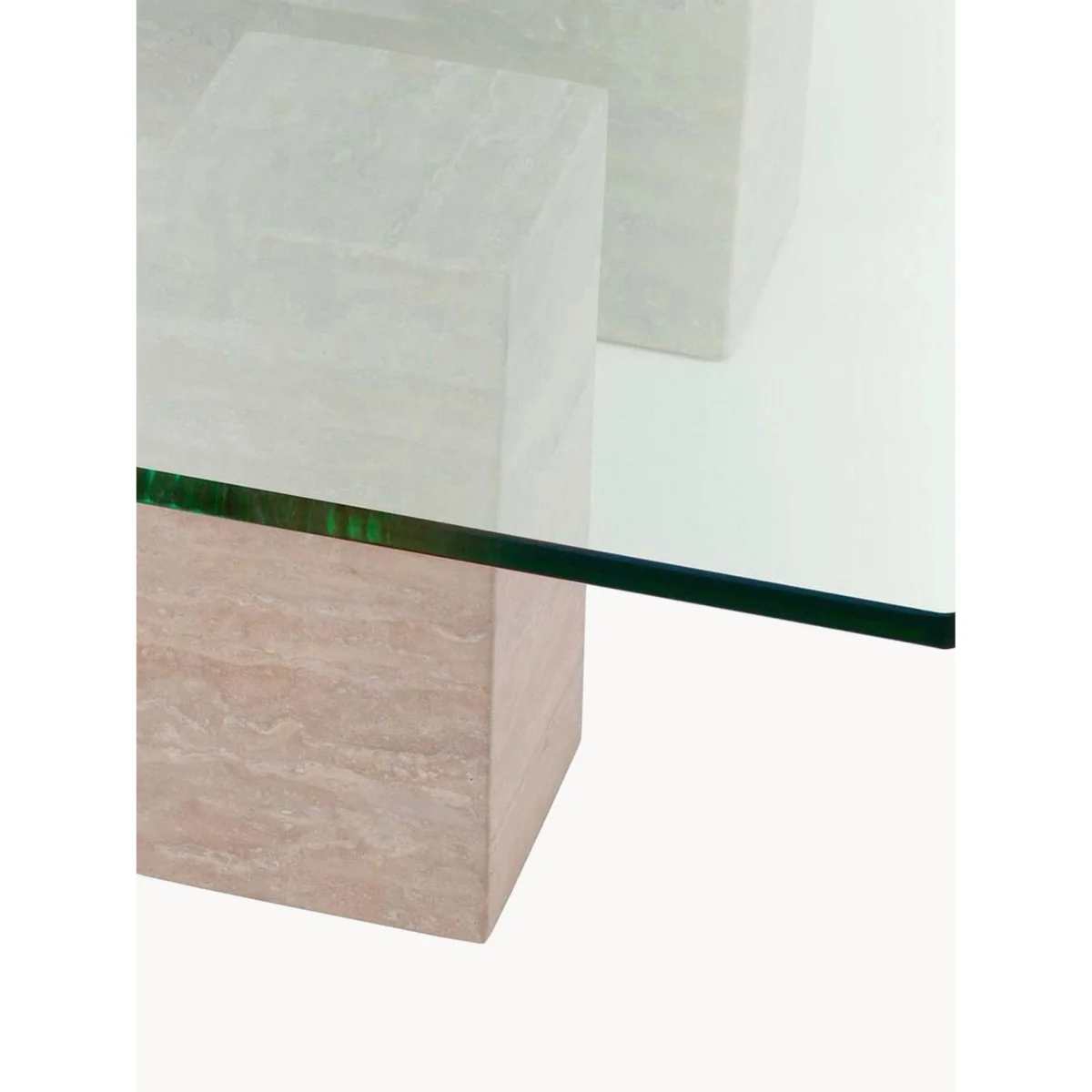 Travertine Coffee Table Ikal with Glass Top – image 6