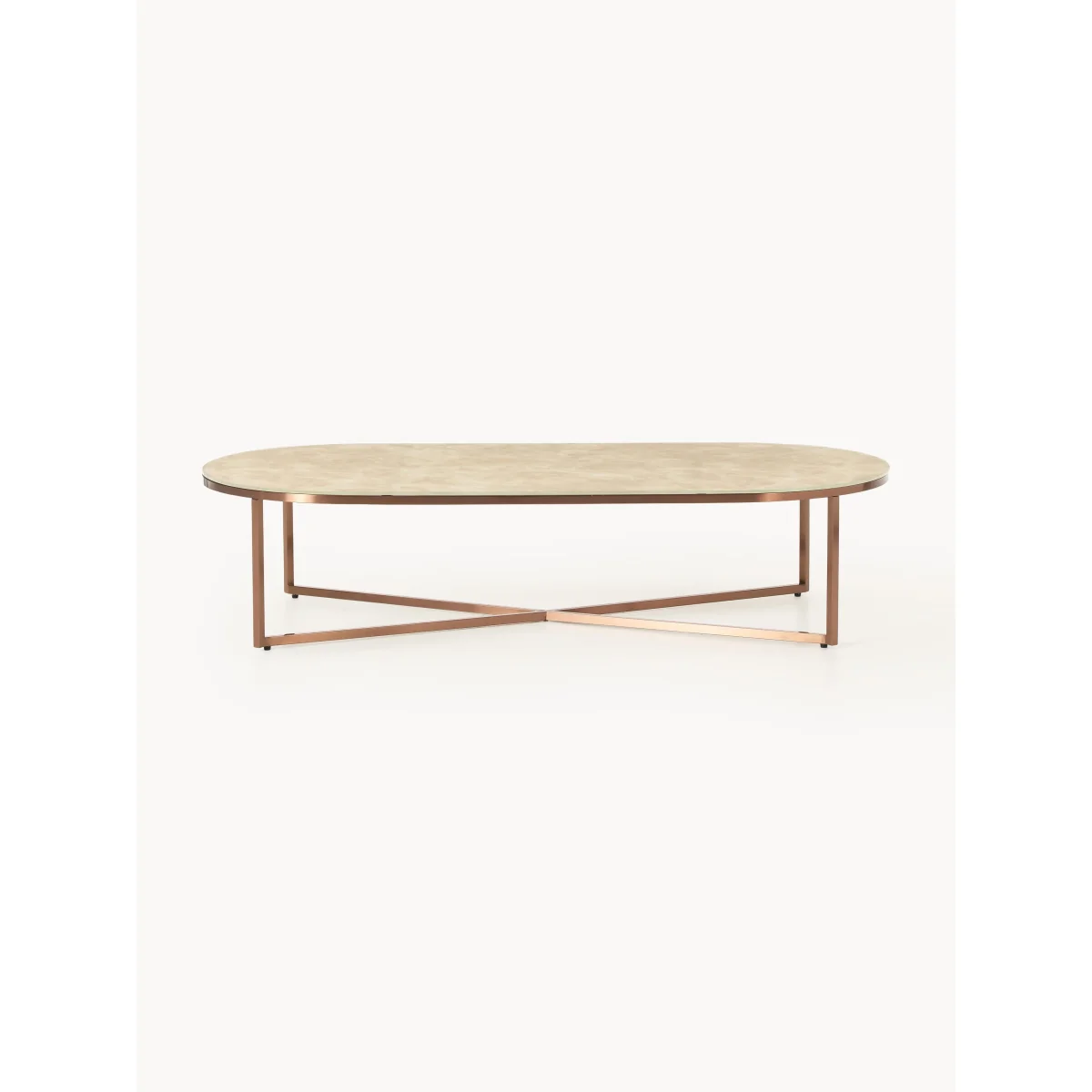 Oval Coffee Table Antigua with Marble Effect Glass Top – image 2