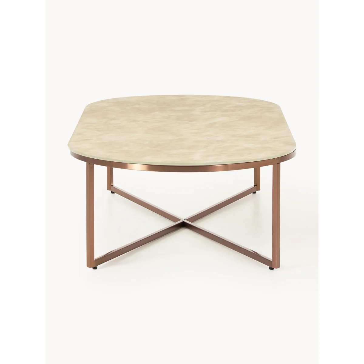 Oval Coffee Table Antigua with Marble Effect Glass Top – image 3