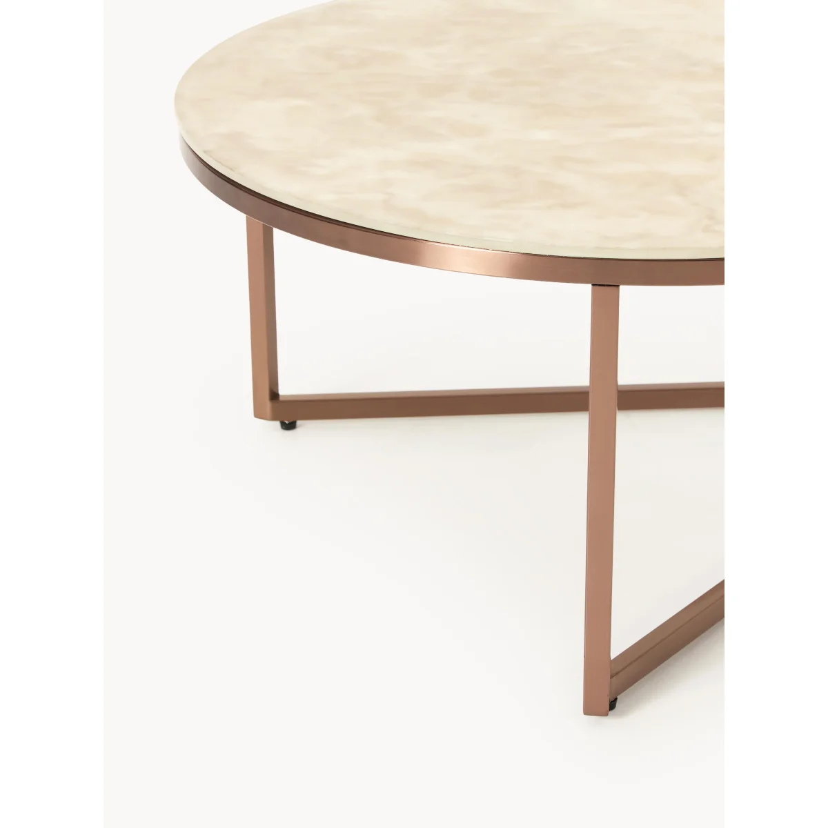 Oval Coffee Table Antigua with Marble Effect Glass Top – image 4