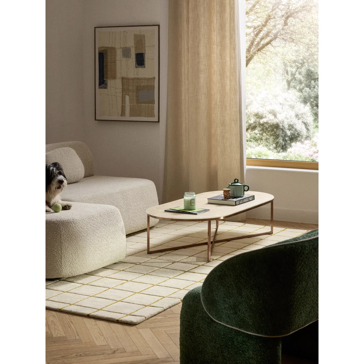 Oval Coffee Table Antigua with Marble Effect Glass Top – image 5