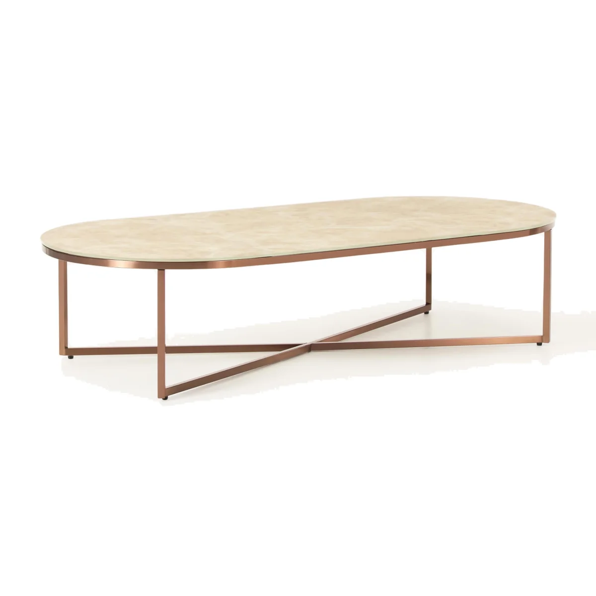 Oval Coffee Table Antigua with Marble Effect Glass Top – image 1