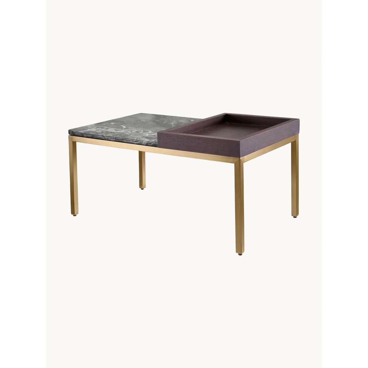 Coffee Table Forma with Marble Top & Wooden Tray – image 2