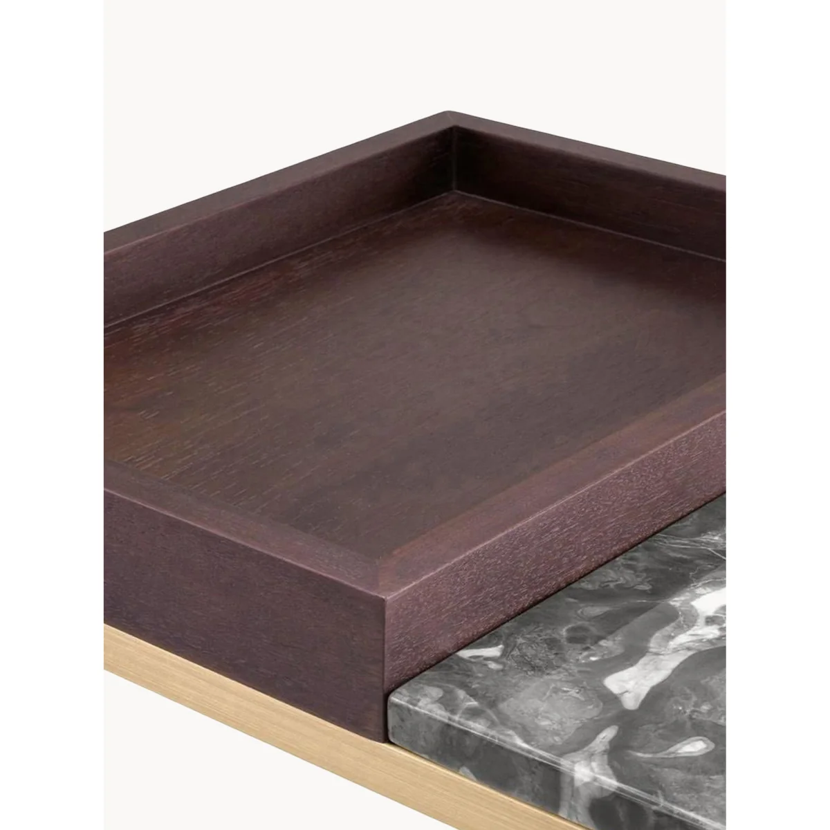 Coffee Table Forma with Marble Top & Wooden Tray – image 4
