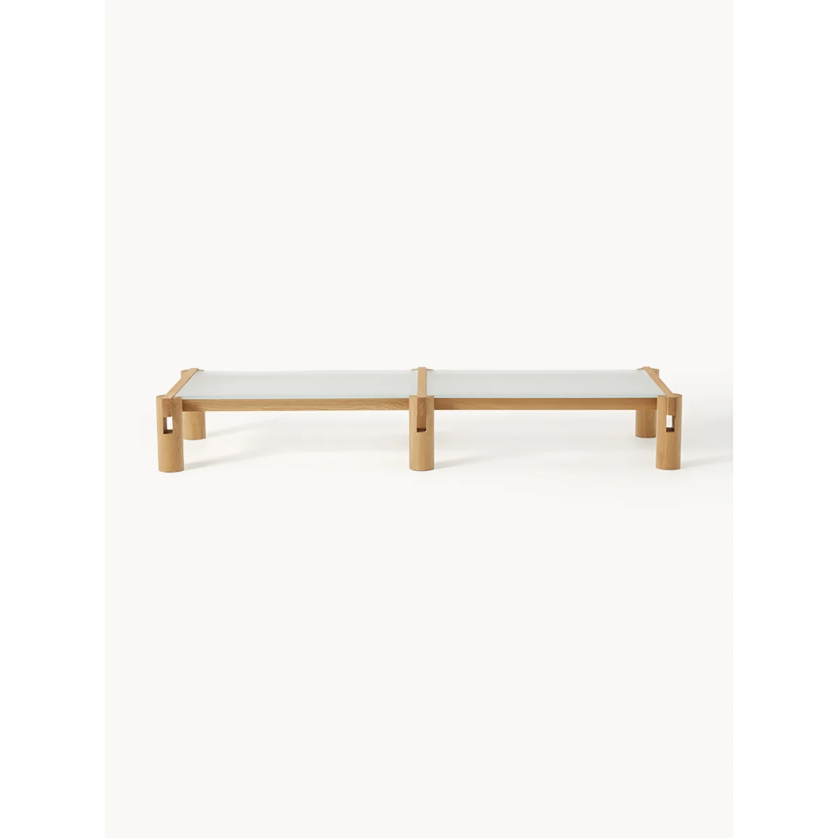 Oak Wood Coffee Table Rory with Glass Tabletop, W 206 cm – image 2