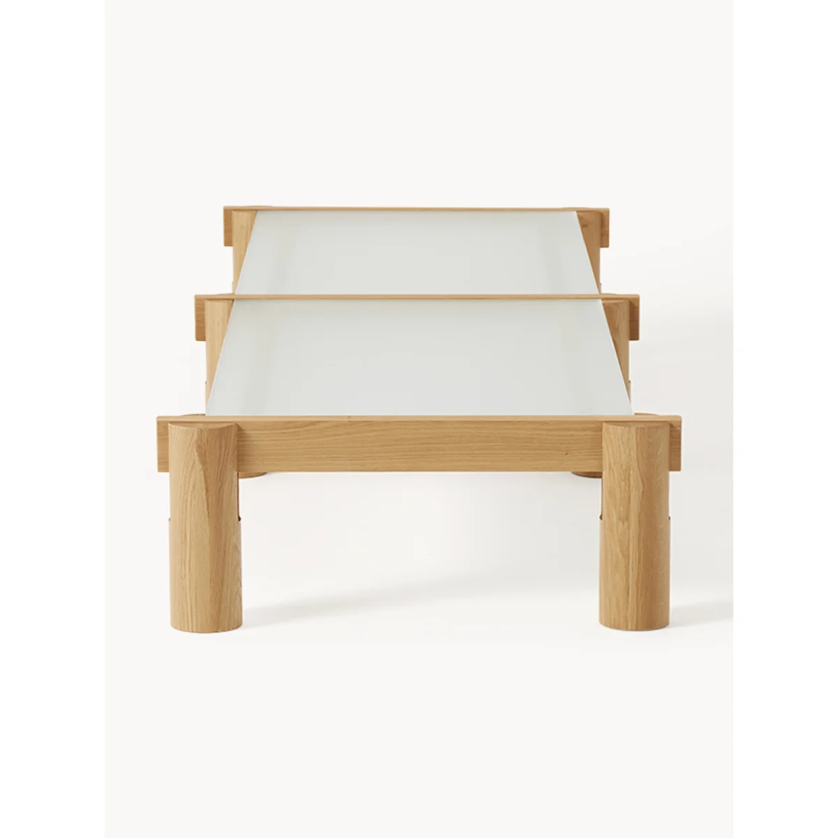 Oak Wood Coffee Table Rory with Glass Tabletop, W 206 cm – image 3