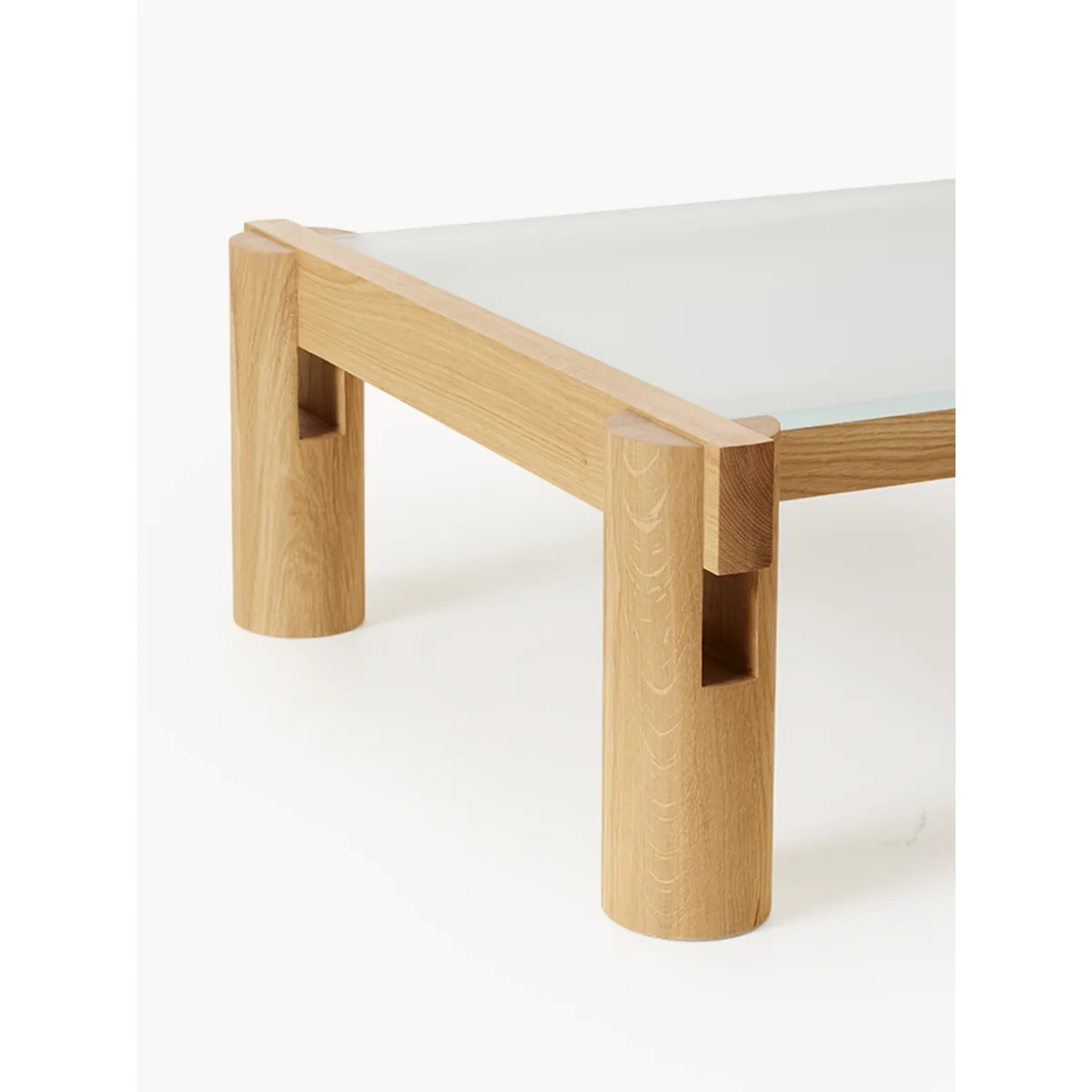Oak Wood Coffee Table Rory with Glass Tabletop, W 206 cm – image 4