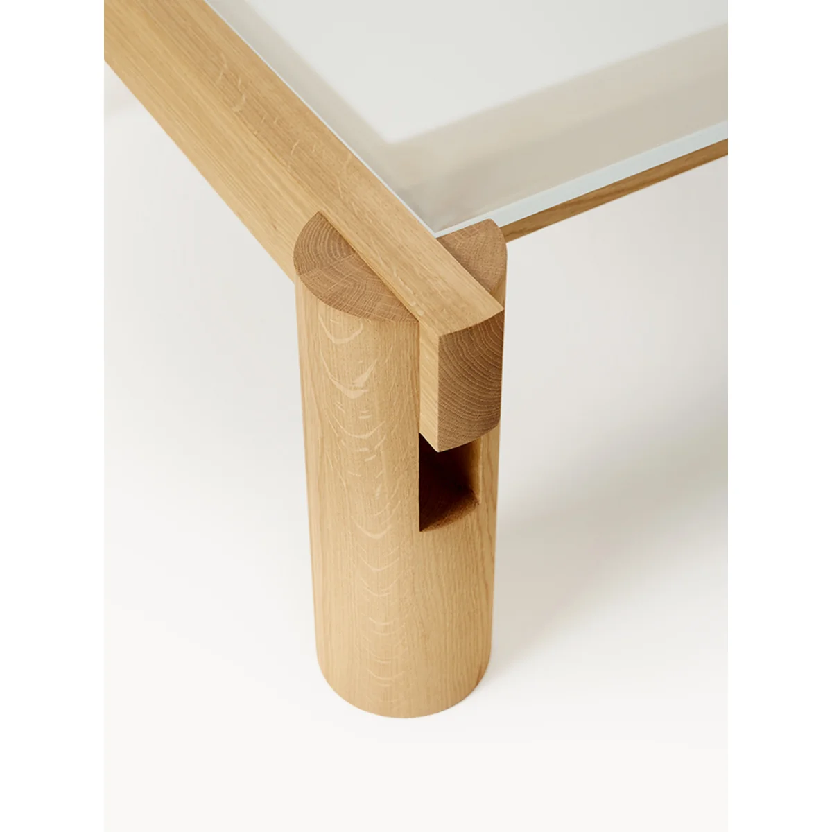 Oak Wood Coffee Table Rory with Glass Tabletop, W 206 cm – image 5