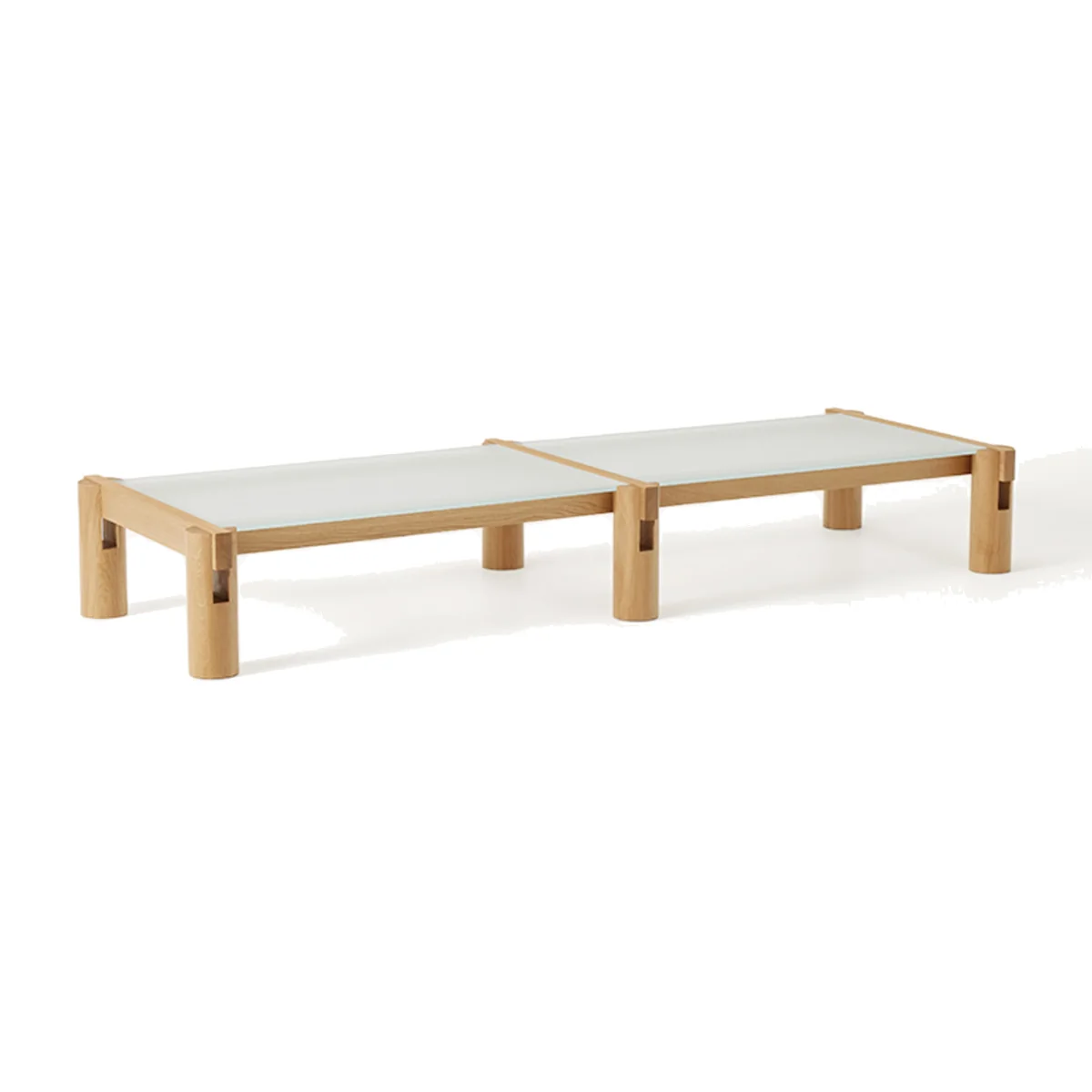 Oak Wood Coffee Table Rory with Glass Tabletop, W 206 cm – image 1