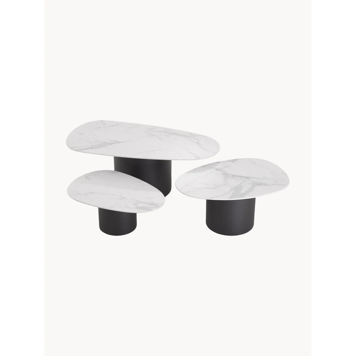 Coffee Tables Zane with Marble-Effect Tops, Set of 3 – image 2
