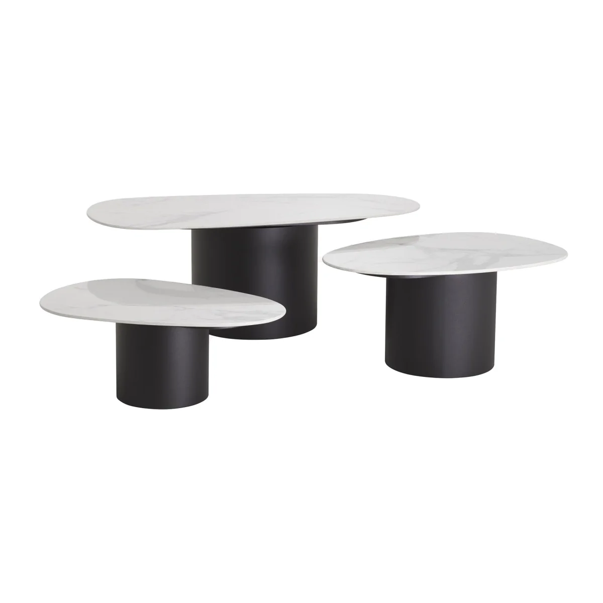 Coffee Tables Zane with Marble-Effect Tops, Set of 3 – image 1