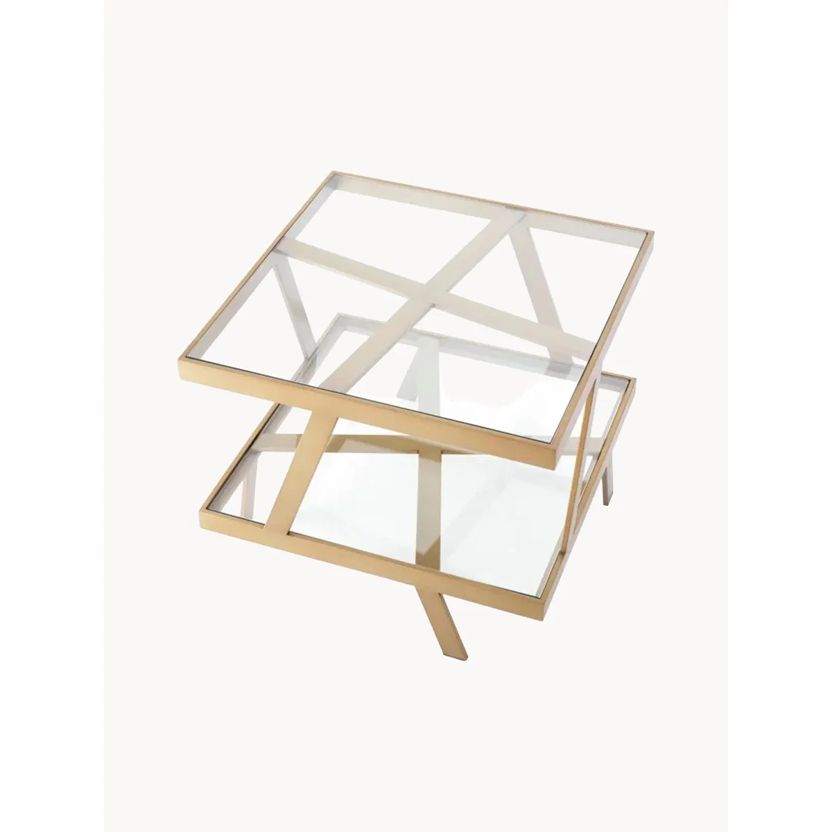 Metal Coffee Table Billinghurst with Glass Top & Shelf – image 2