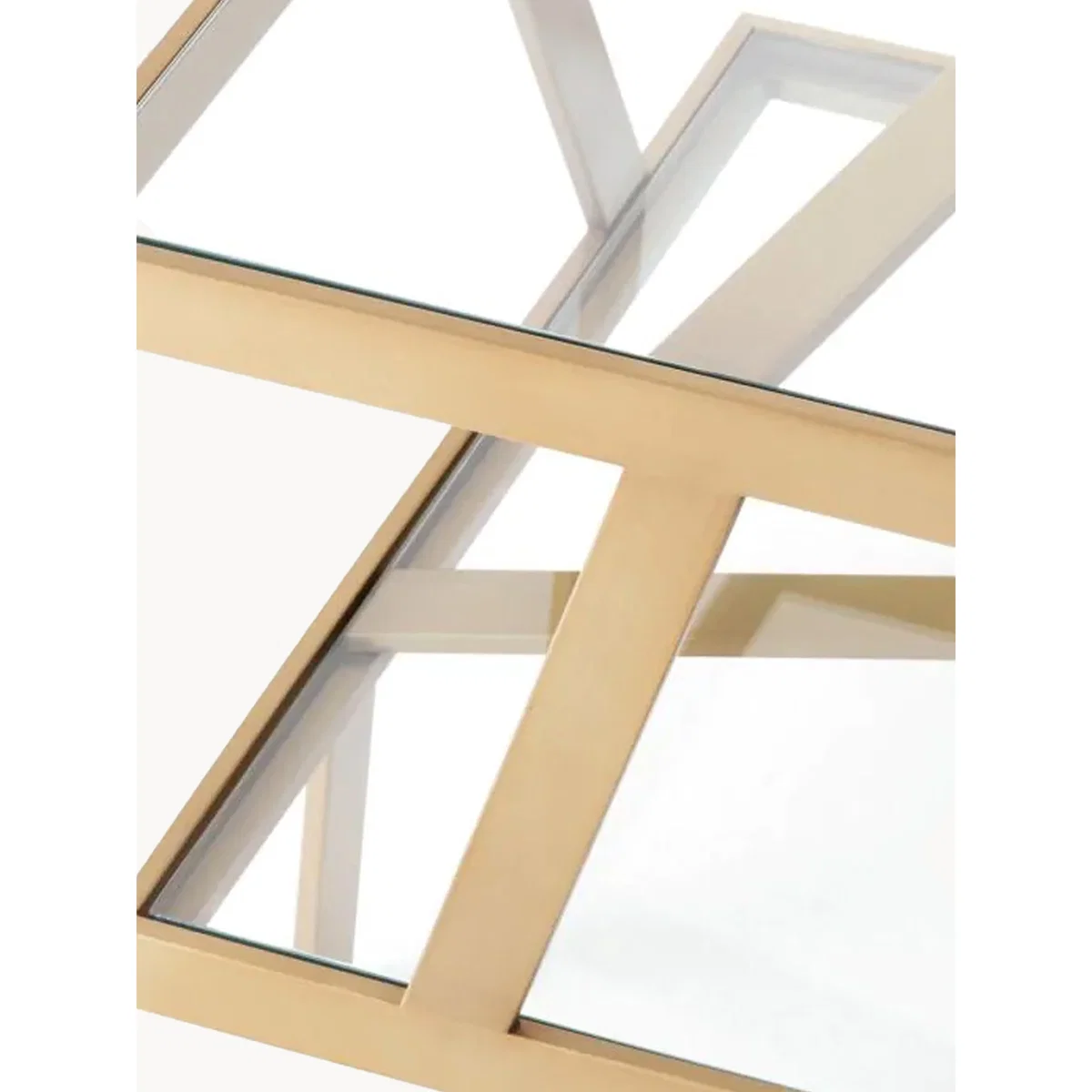 Metal Coffee Table Billinghurst with Glass Top & Shelf – image 4