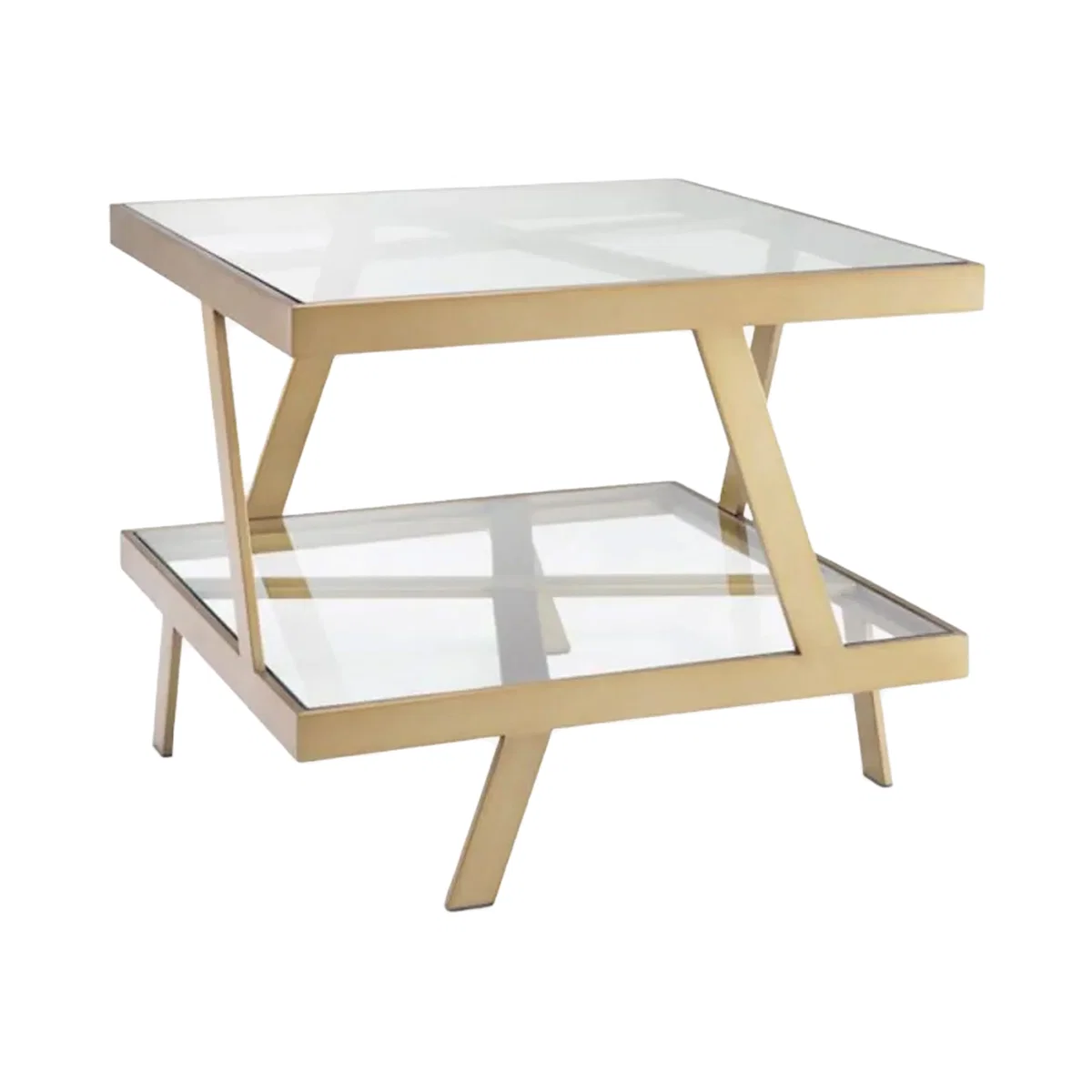 Metal Coffee Table Billinghurst with Glass Top & Shelf – image 1