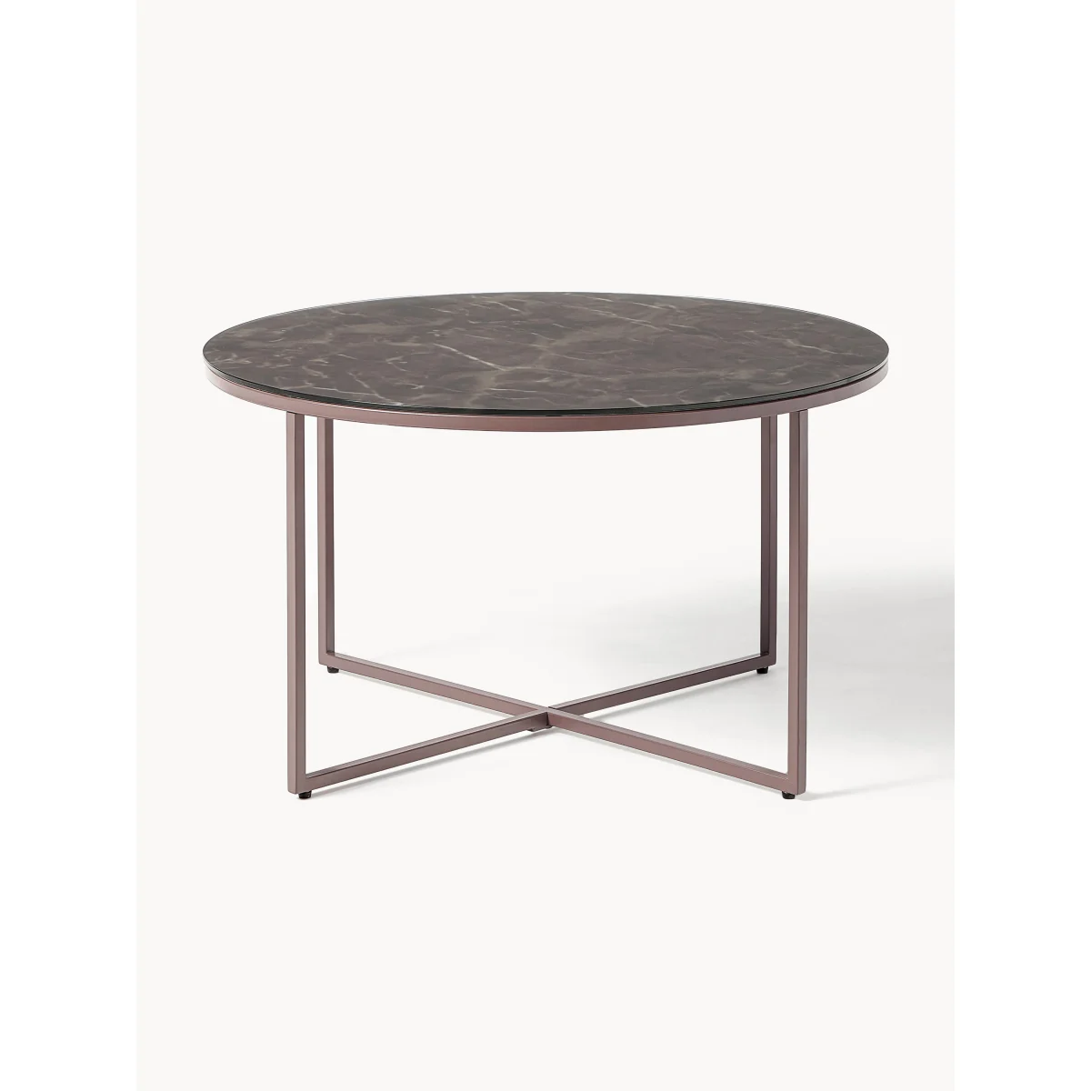 Round Coffee Table Antigua with Marble Effect Glass Top – image 3