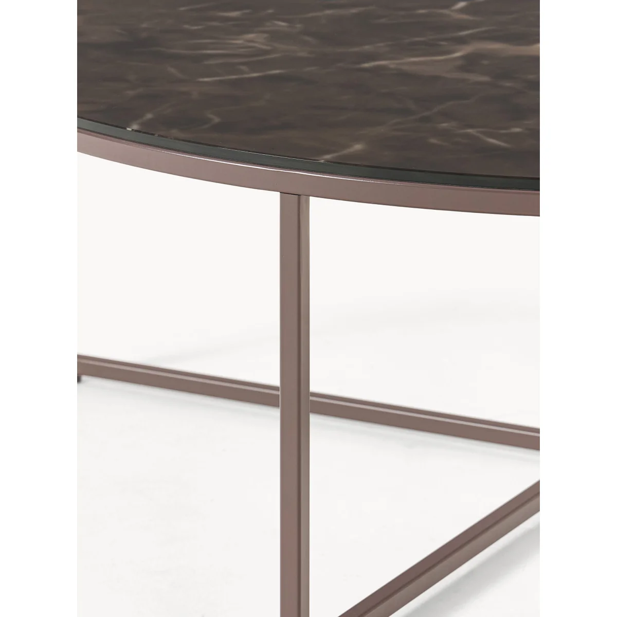 Round Coffee Table Antigua with Marble Effect Glass Top – image 4