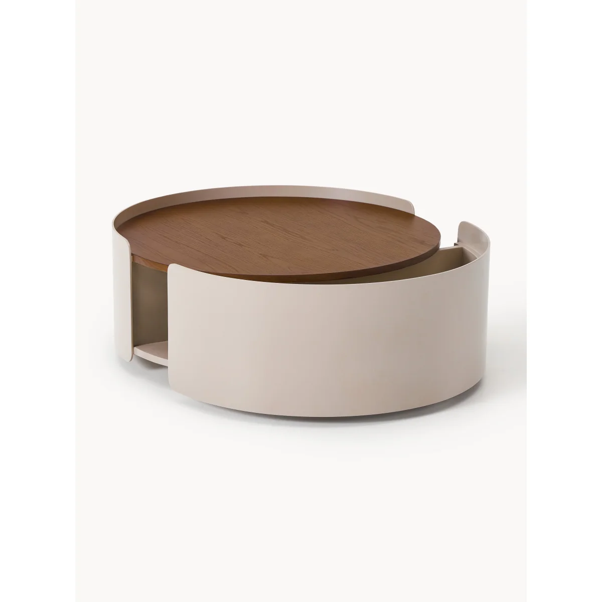 Round Wooden Coffee Table Loran with Drawer – image 3