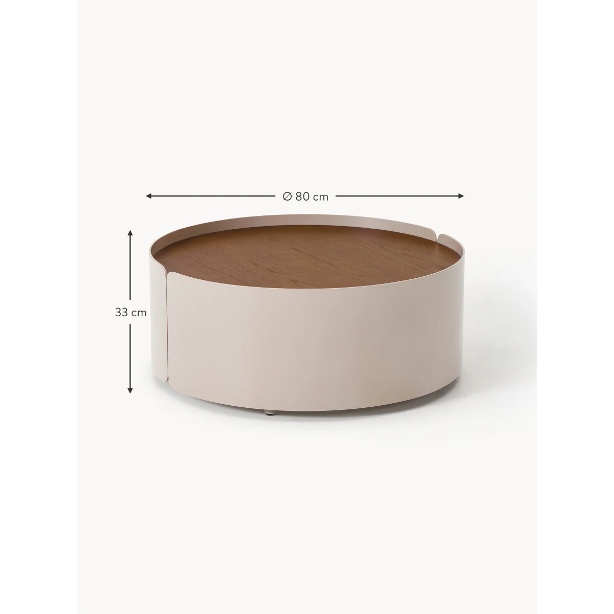 Round Wooden Coffee Table Loran with Drawer – image 6
