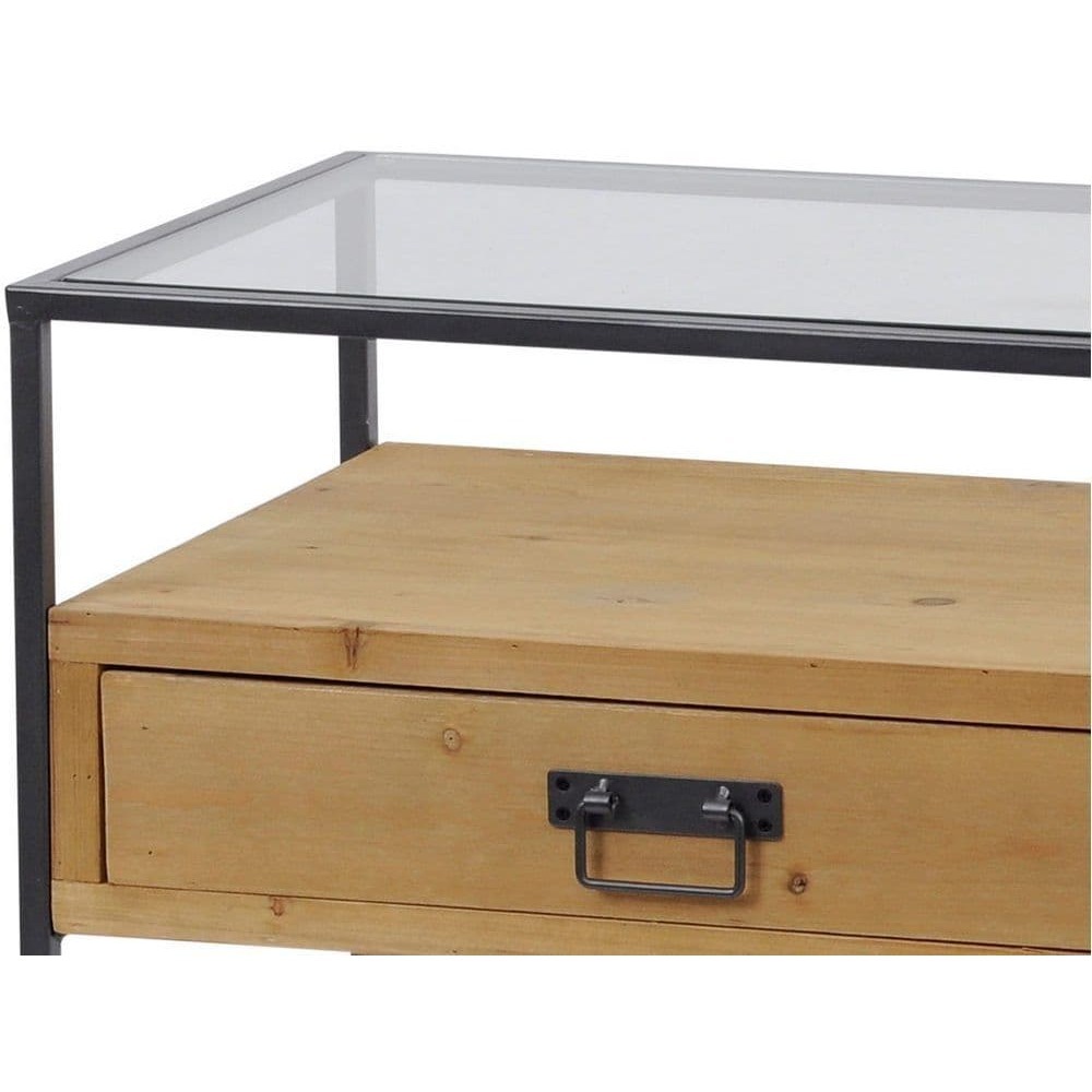 Kempsey Glass Top Wood Console Table – image 2