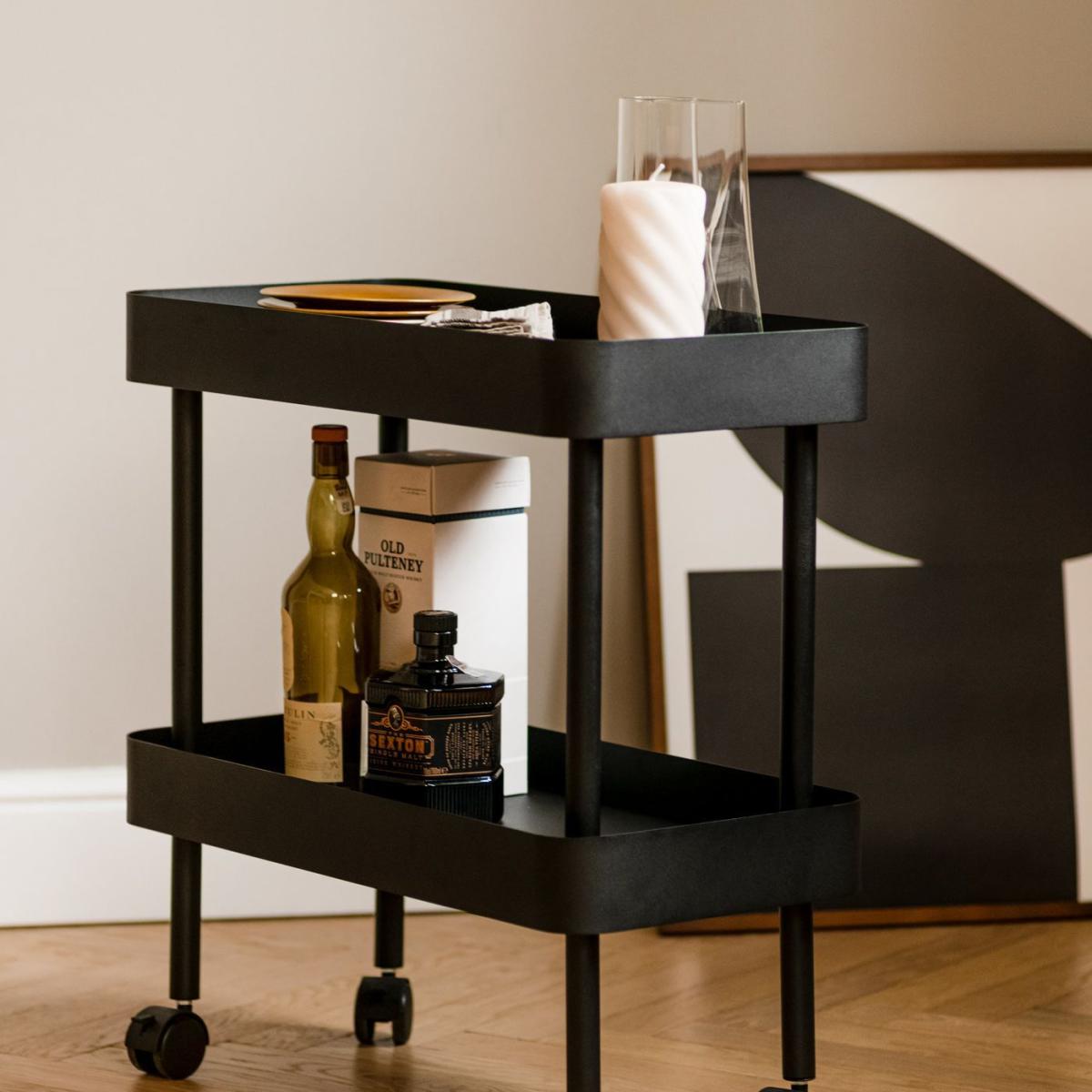 Vulcano Black Nolle Console 2-tier with Wheels – image 3
