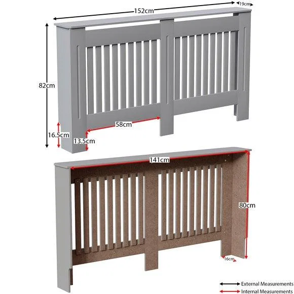 Return - Vida Designs Chelsea Radiator Cover, Grey Large – image 7