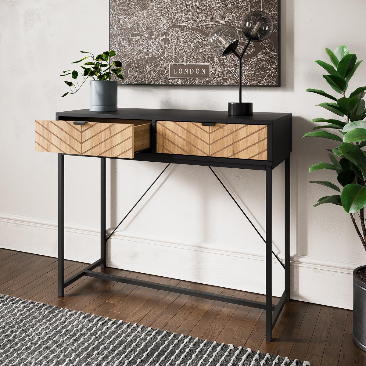 Nixon 2 Drawer Console Table Black – image 2