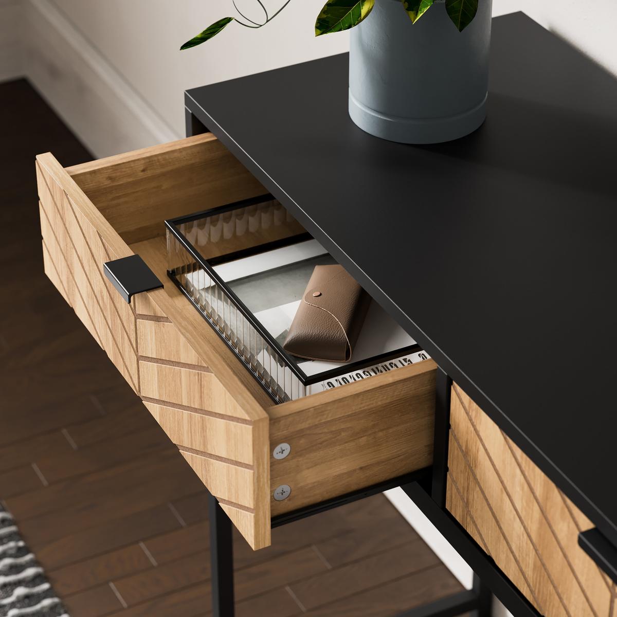 Nixon 2 Drawer Console Table Black – image 3