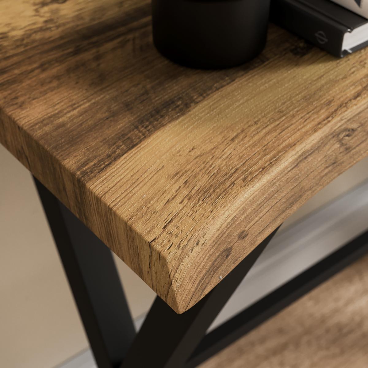 Ezra Console Table, Rustic Wood Effect Rustic Oak Effect – image 3