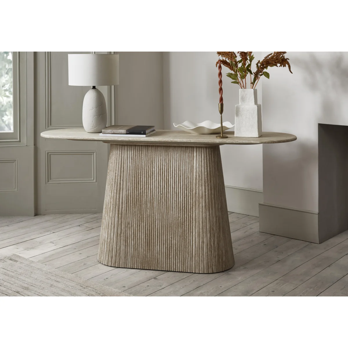 Romeo Oval Console Table with Pedestal Base - Living Room Furniture - In Time for Christmas – image 2