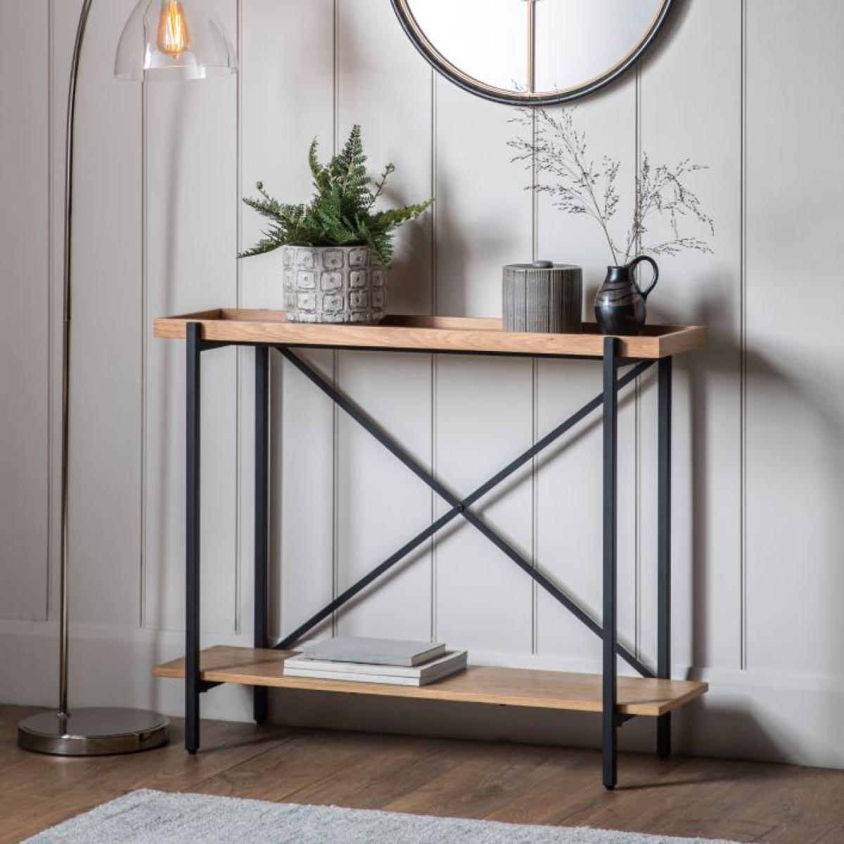 Zakros 100cm Rectangle Oak Veneer Console Table - Natural – image 2