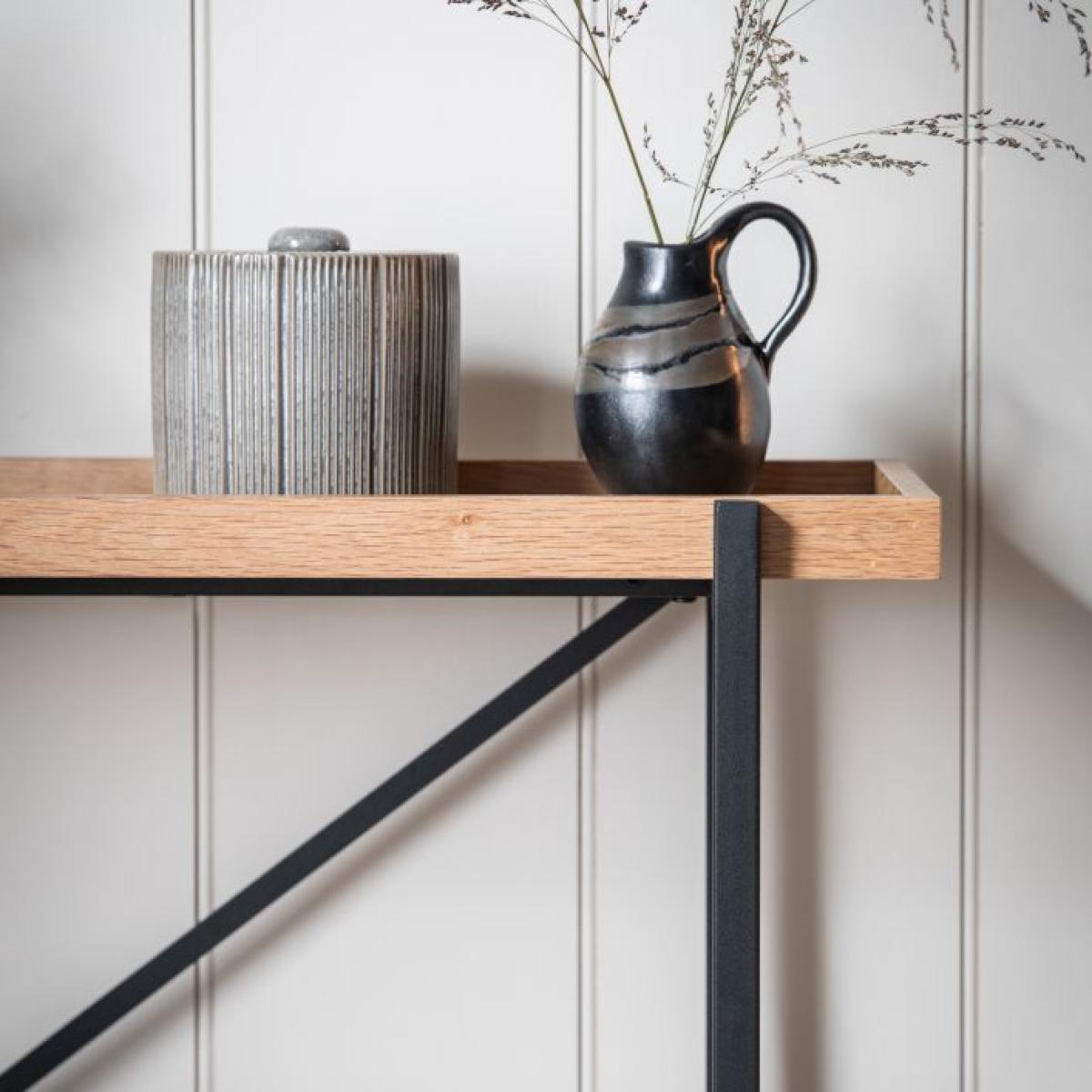 Zakros 100cm Rectangle Oak Veneer Console Table - Natural – image 3