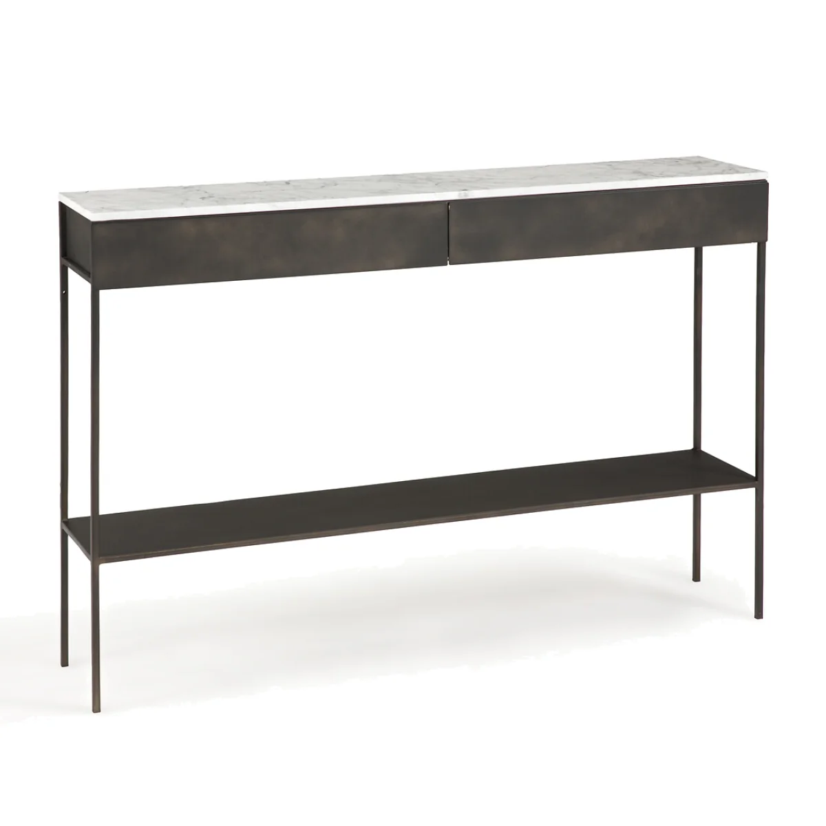 Fébée White Marble Metal Console Table – image 1
