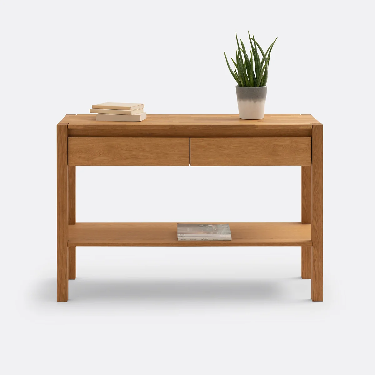Adelita 2-Drawer Console Table in Finger-Jointed Oak and Oak Veneer – image 3
