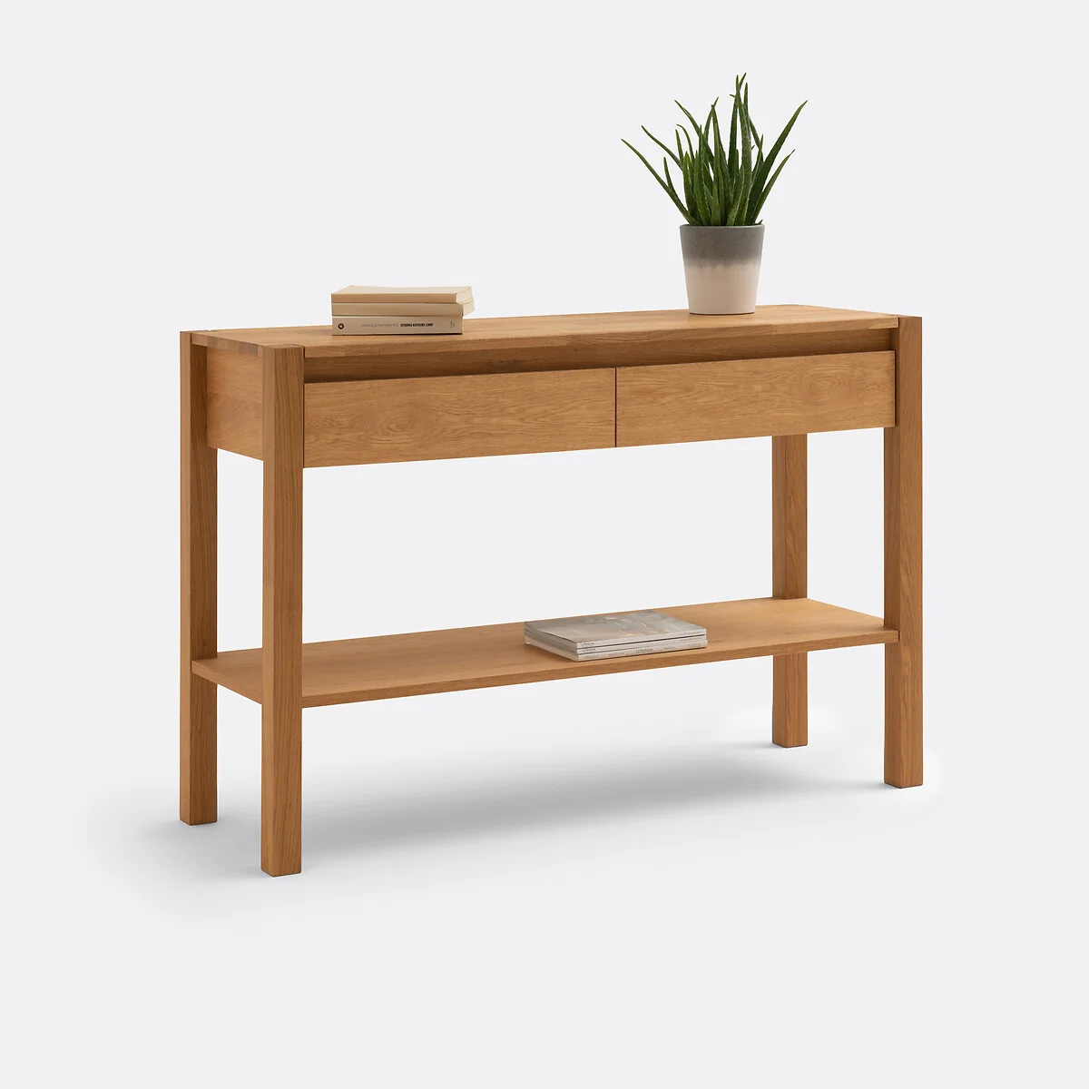 Adelita 2-Drawer Console Table in Finger-Jointed Oak and Oak Veneer – image 5