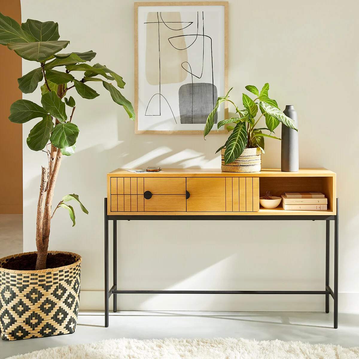 Clara Oak Veneer Console Table with Storage – image 2