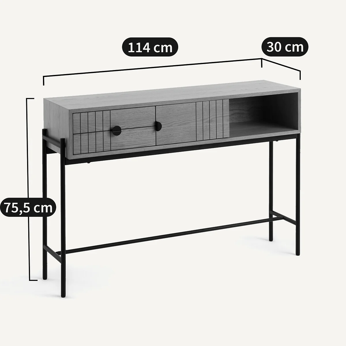 Clara Oak Veneer Console Table with Storage – image 6